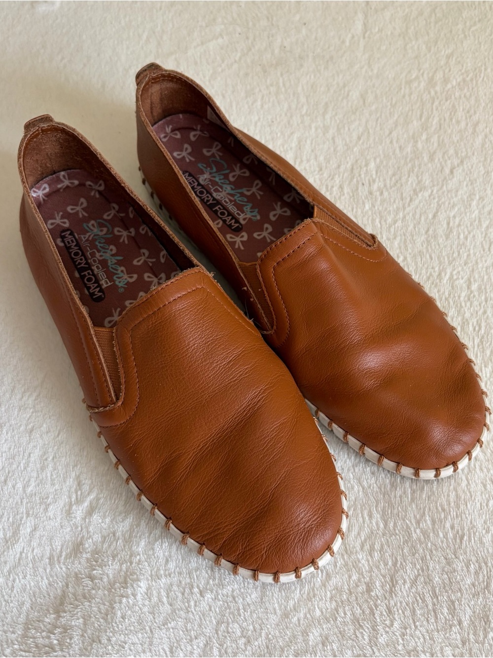 Memory Foam Slip-On Women’s Loafers - Brown Leather Upper Sz 9.5